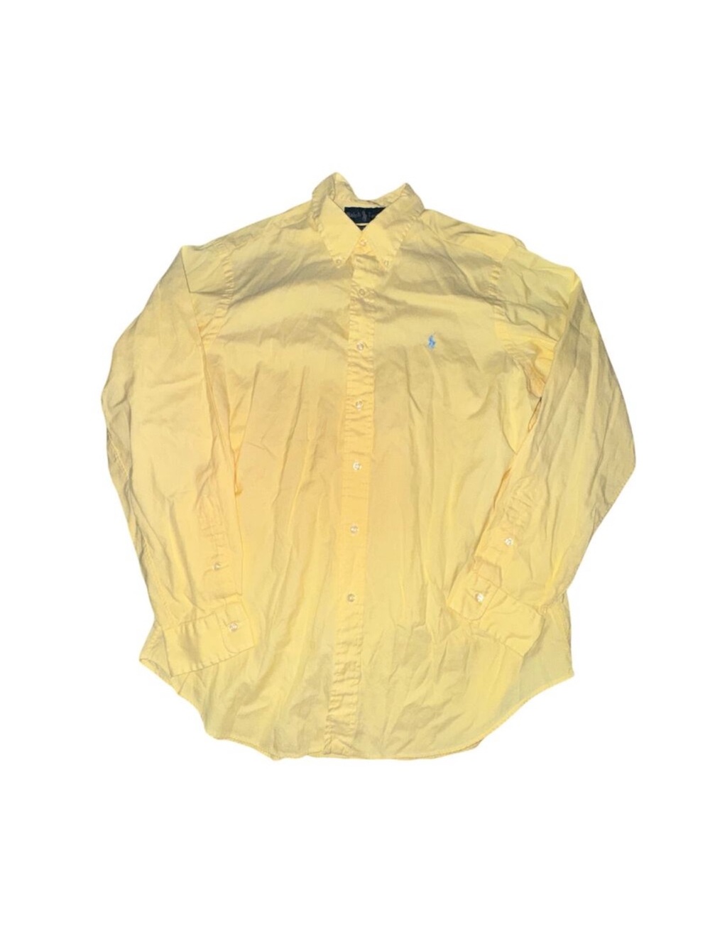 Ralph Lauren Classic Fit Button Front Shirt Mens Size L Light Yellow Embroidered